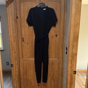 H by Halston Black V-Neck Jumpsuit with Belt